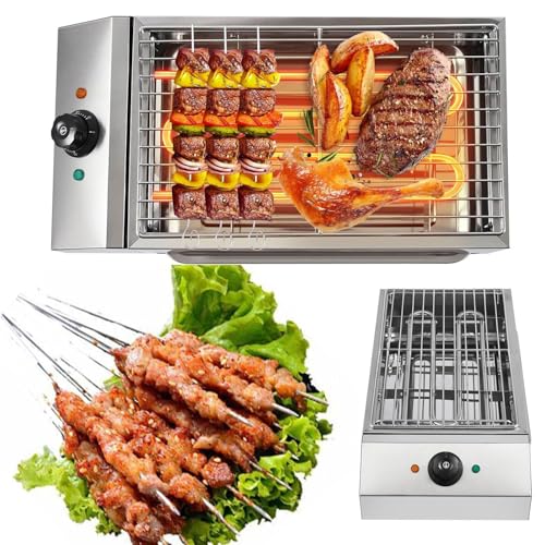 Electric BBQ Grill, Smokeless Portable Griddle 2600W with Temperature Control 50-300℃, Stainless Steel BBQ Machine for Camping and Parties