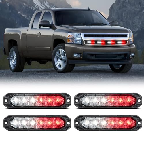 Image of Nilight 6 LED Emergency Strobe Lights 4PCS Red and White
