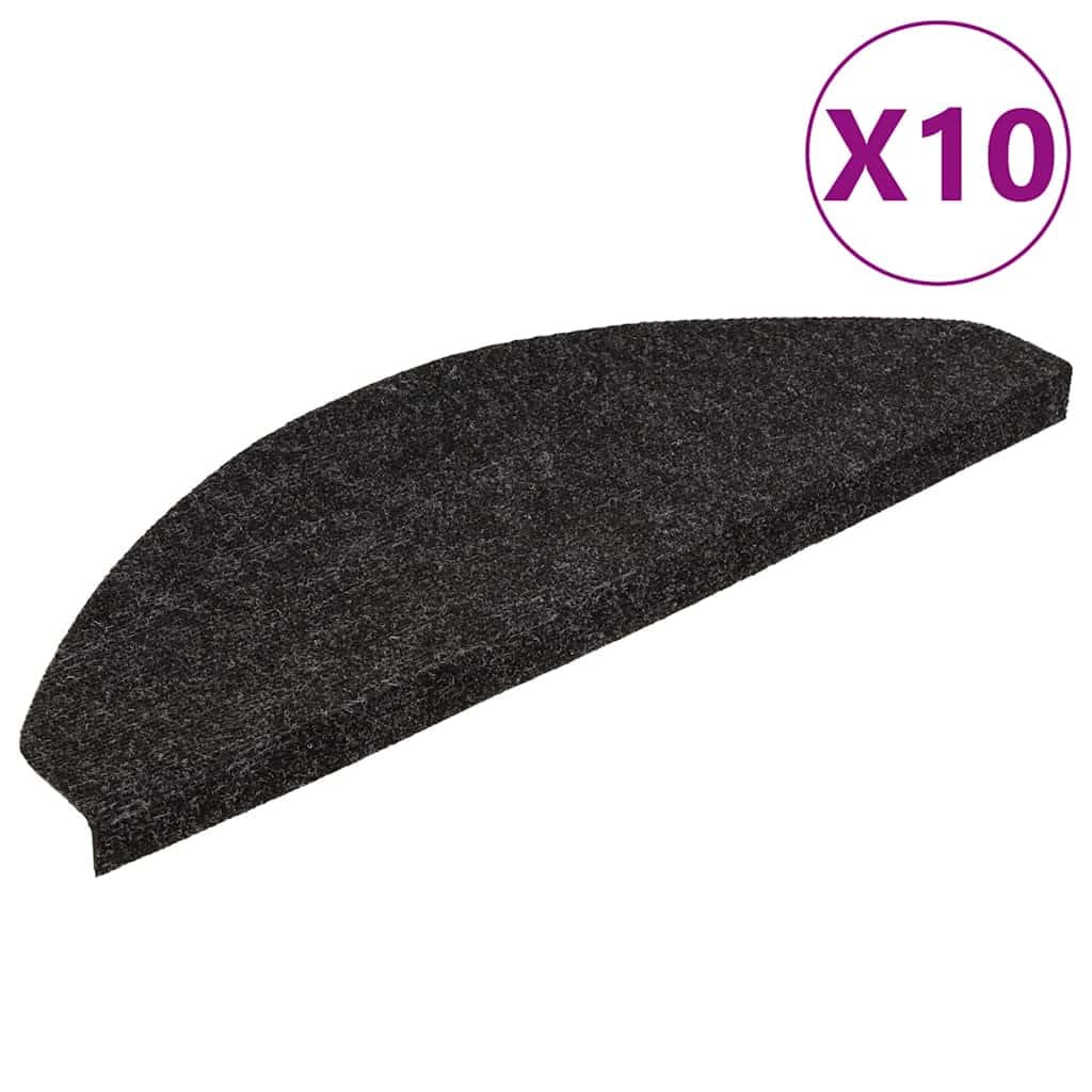 Générique Treppenmatten, selbstklebend, Anthrazit, 65 x 22,5 x 3,5 cm, Nadelfilz, rutschfest, für Stufen, waschbar und faltbar, schalldämmend und bequem, 10 Stück