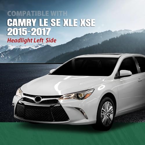 Image of GRAND ORANGE Left Headlight Compatible with Toyota Camry 2015-2017 TO2503222 TO2502222 TO2503223 TO2502229 TO2503229 8111006860 8115006C70 8111006C70 Clear Lens Black Housing Amber Reflector