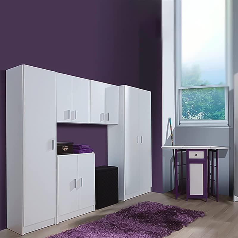 Mondo Viro - Armario de madera blanco para guardar objetos y armario con compartimento para escobas (portaescope 2 puertas) 73 x 37 x 180 cm