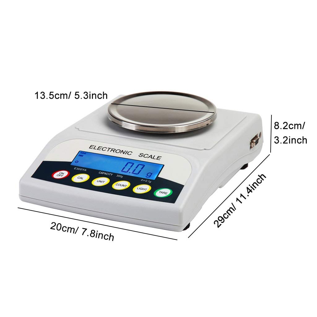 Analytische Laborwaage, hochpräzise Waage, für Labor, industrielles Wiegen und Zählen, 0,1 g, digital, präzise Elektronik, für das Schmuckgeschäft (1200 g/0,1 g)