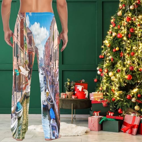 visesunny Stylish Floral Mens Pajama Pants 100% Cotton Soft Sleep & Lounge Pants Sleepwear PJ Bottoms with Pockets4