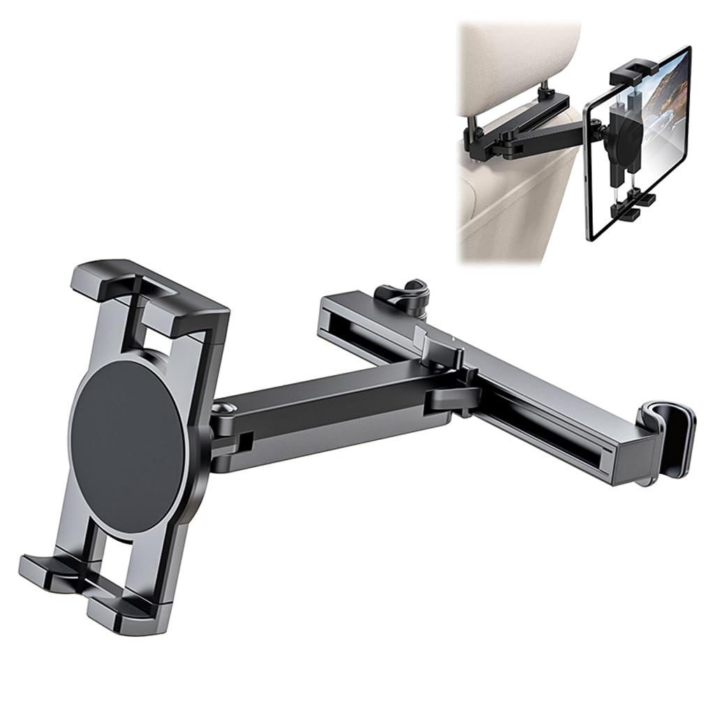 STHIRA®Tablet Holder for Car Headrest, Adjustable Extension Arm for iPad Car Mount for Back Seat, Road Trip Essentials for Kids, for 4.5-10.5″ Like iPad Pro, Air, Mini, for Galaxy, Fire HD Tablet