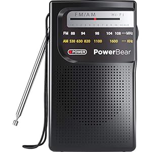 PowerBear Portable Radio | AM/FM, 2AA Battery Operated with Long Range Reception for Indoor, Outdoor & Emergency Use…