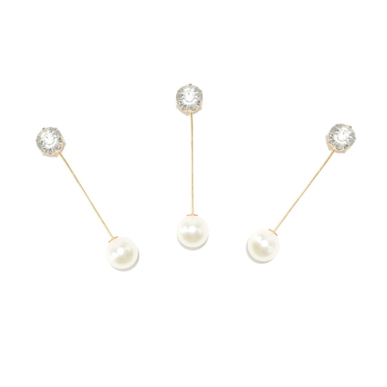 Hunky Dory Diamond Studded White Pearl Hijab Pins | Brooch | Blazer Lapel for Women | Men (Pack of 3) (B08PL2YV77) Amazon Price History, Amazon Price Tracker
