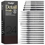 JusArt 24-Piece Detail Paint Brush Set, Miniature Paint Brushes for Models, Acrylic Oil Watercolor, Professional Fine Detail Brushes for Adults & Miniature Painters