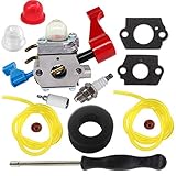 AISEN Replace C1Q-W11 Carburetor for 530071465 Poulan Weed Eater PBV200 PBV200LE PPB2000 PPB2000LE PPBVM200 PPBVM200LE SB2000M SB2000MLE SM400 WT200 WT200LE Leaf Blower Fuel Line Spark Plug