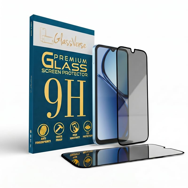 Image of GlassVerse Privacy Tempered Glass for Realme C63 | Anti Spy Screen Protector, 9H Hardness, Edge to Edge, Case Friendly, Hassle-less Installation Kit Included. (Pack of 2)