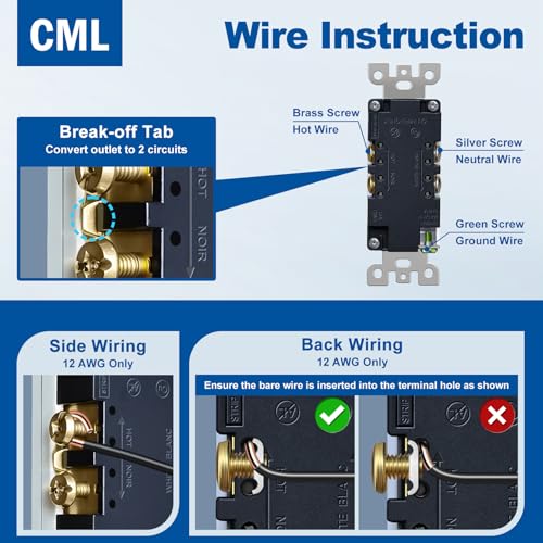 Image of CML 20 Amp Outlet with Built-in Night Light, ETL Listed, 1 Pack, White