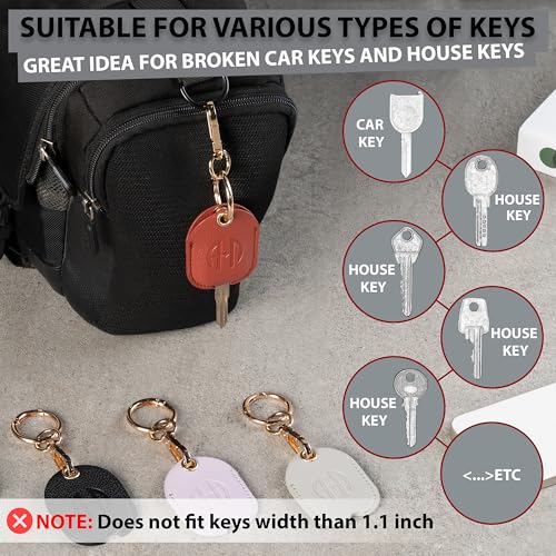Image of Leather Keys Sleeve for Broken Car Key Loop Replacement - Cute Keychain Cover - Protector, Holder for Men & Women
