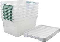 Vista 7 de Utiao Contenedor de plástico transparente de 20 cuartos de galón con tapa, caja de almacenamiento con pestillo, 6 paquetes