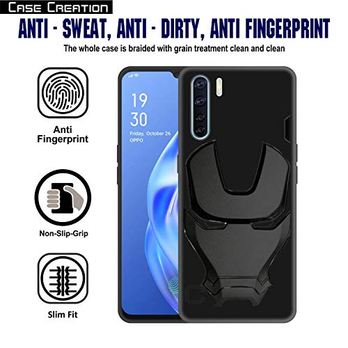 Image of COVERLY Official 3D Smooth Feel Avengers Logo Mask Soft Rugged Grip TPU Silicone Iron Man Engraved Cartoon Movie Engraved Silicone Rubber Matte Strong Back Cover for Realme X2 (6.53 inch) - Black