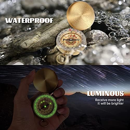 zhibeisai Navigation Compass for Walking, Clamshell Orienteering Compass Metal Compass Navigation Pocket Kids Compass Gimbal Compass Waterproof Luminous Military Compass Marching Compass for Camping