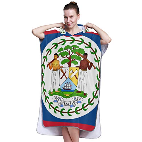 Printedin3D Belize Flag Quick Dry Bathrobe Towel Swim Towels Poncho Beach Changing Robe
