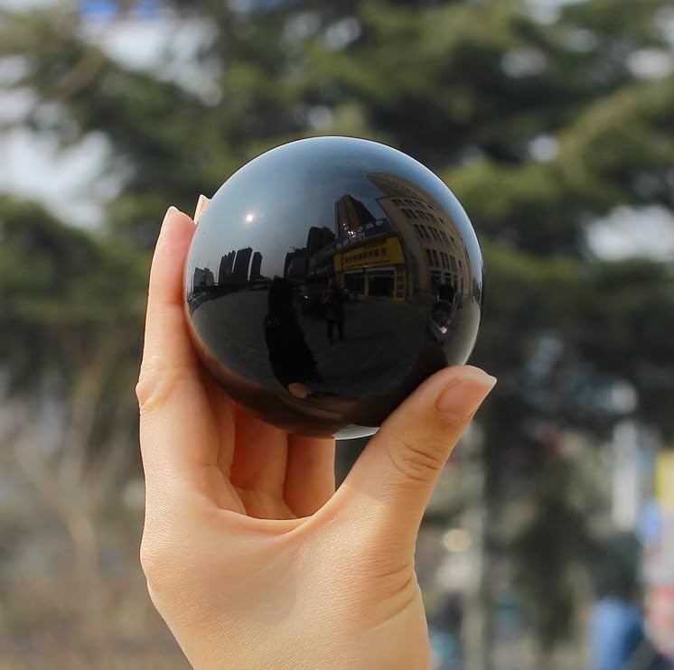Esfera de bola de cristal de obsidiana natural - Adorno de piedra cruda