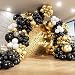 182pcs Black and Gold Balloons Garland Arch Kit, 5 10 12 18 inch Black White Metallic Gold Confetti Latex Balloons for 2024 Graduation Decorations New Year Birthday Party Decorations