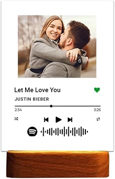 CanvasChamp Spotify Plaque Custom Gift with LED Base - Personalized Acrylic Song Plaque with Picture & Scannable Code for Christmas, Valentine's Gift (Cylinder Base, 16 W x 24 H)