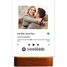 CanvasChamp Spotify Plaque Custom Gift with LED Base - Personalized Acrylic Song Plaque with Picture & Scannable Code for Christmas, Valentines Gift Cylinder Base, 16" W x 24" H