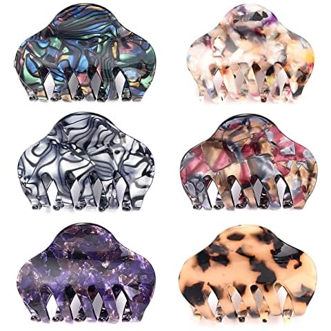 Carede Tortoise Shell Hair Claw Clips, 2.4 Inch Medium Size Acrylic Hair Banana Barrettes, Non-slip Strong Hold French Jaw Clips,Leopard print Stylish Hair Clamps for Women Girls,Pack of 6 Cover