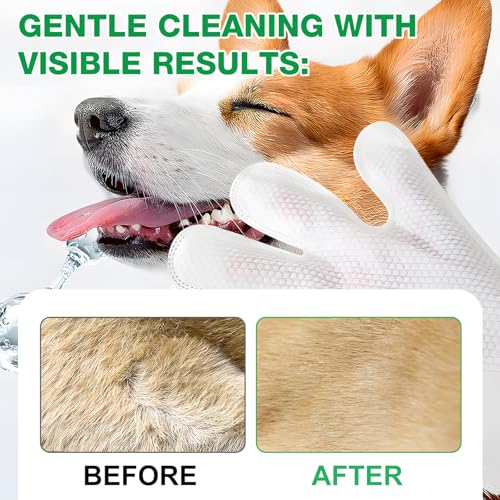 Image of Pet Glove Wipes UNSCENTED for Dogs and Cats No-Rinse, Deodorizing, Grooming Gloves for Paws, Face, Butt, and Legs, Portable Travel-Friendly, Family Stockpile, 10 PCS Hypoallergenic Wipes