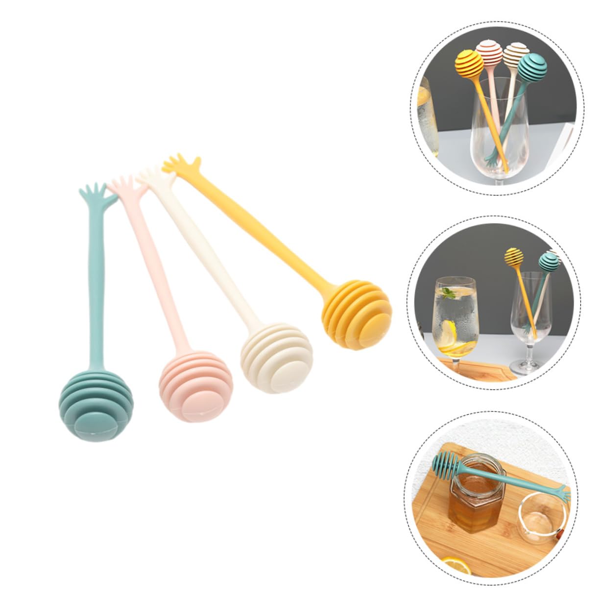 HOLIDYOYO 4pcs Honey Stick Exquisite Stir Rod Honey Stirring Sticks Coffee Stir Sticks Stir Rods Honey Stirrers Honey Stirrer Stick for Honey Syrup Spoon Syrup Stick Server Pp re-usable