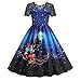 Costume de Noël gothique pour femme - Motif tendance des années 1950 - Robe de princesses - Jupe étroite à manches longues - Automne, hiver, adolescentes, filles, princesse., Bleu 10., M