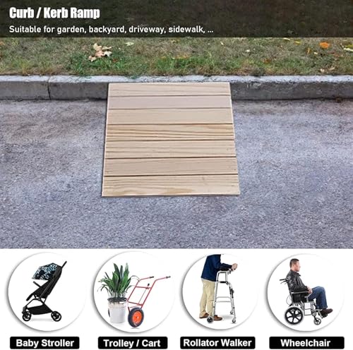 Rampa de umbral para sillas de ruedas y scooters de movilidad, rampa de madera para un fácil acceso en la puerta delantera