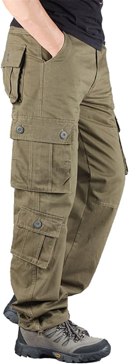 HARGLESMAN Men's Utility Cargo Work Pants Casual Relaxed Fit Overall Rip Stop Trousers with 8 Pockets