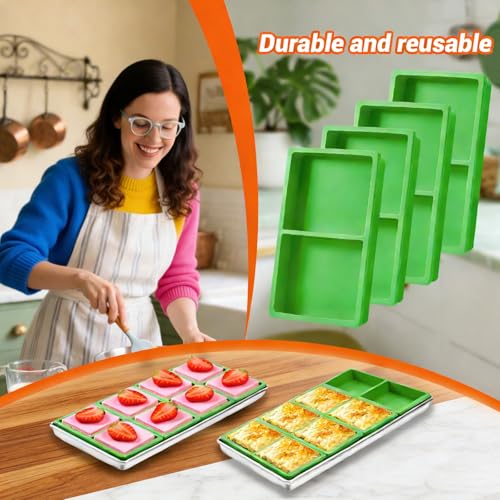 Set de 4 moldes y bandejas verdes de silicona para congelador miniatura 5
