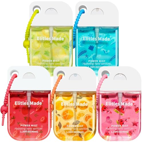 Elitles Made Hand Sanitizer Spray, 5Pack Hand Sanitizer Travel Size With Keychain, Scented Mini Spray Hand Sanitizer Clip Backpack Purse, Gifts for WomenTeen Girls Kids Nurse Teacher