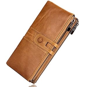 Geldbörse Damen – Groß Vintage Leder Geldbörse für Damen – Portemonnaie Damen Leder – Damen Portemonnaie mit RFID Schutz – Geldbeutel Damen mit 13 Kartenfächer mit Handyfach