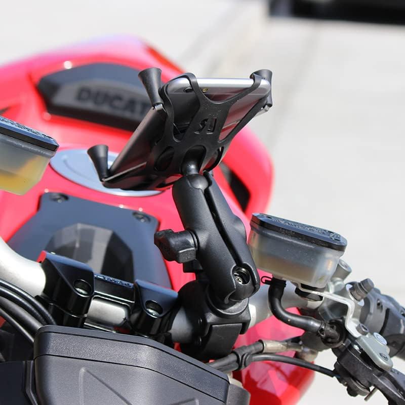RAM MOUNTS X-Grip Small Phone Mount with RAM Tough-Claw Small Clamp Base RAM-B-400-HOL-UN7BU with Medium Arm for Motorcycle, ATV/UTV, Bike