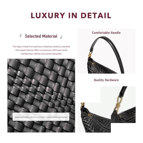 Vegan Leather Woven Bag for Women Top Handle Handbag Hobo Satchel Crossbody Bag Shoulder Purse3