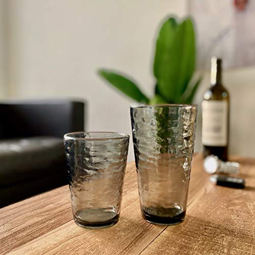 Klifa- Ripple- 16 & 22.5 Ounce, Set Of 8, Acrylic Tumbler & Highball Drinking Glasses Cups, Bpa-Free, Stackable Plastic Drinkware, Dishwasher Safe, Gray-Black #TOP4