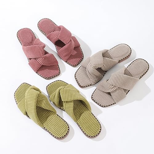 Roxoni Velvet Piping Flat Sandals for Women Stylish Studs Around Outsole Comfortable Dressy Footwear for Summer Ideal for Work Travel Shopping3