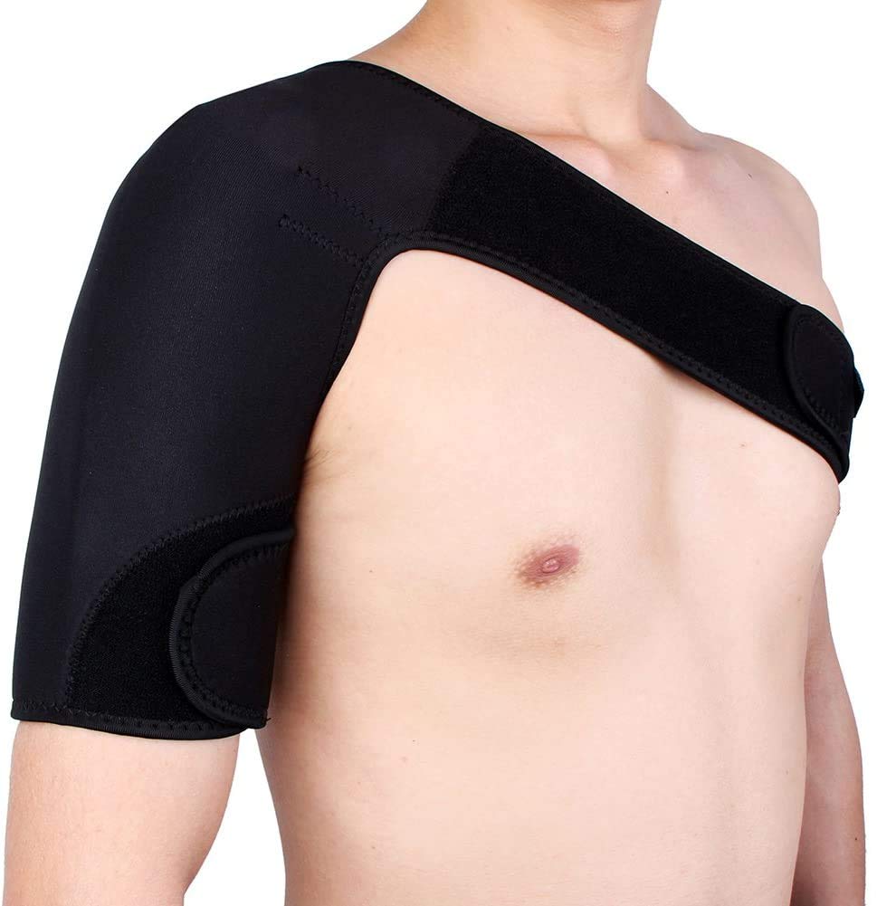 Adjustable Therapy Stretch Single Shoulder Support Brace Strap Wrap Belt Band Pad Black Right for Dislocated AC Joint