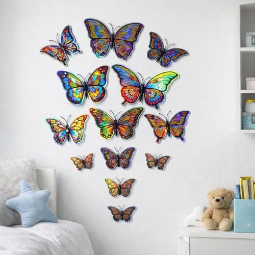 Image of Rangoli 3D Multicolor Butterfly Wall Stickers with Magnet | Removable Self Adhesive Wall Decor for Living Room, Bedroom, Kids Room | Wall & Iron Surface Decoration. Design-24