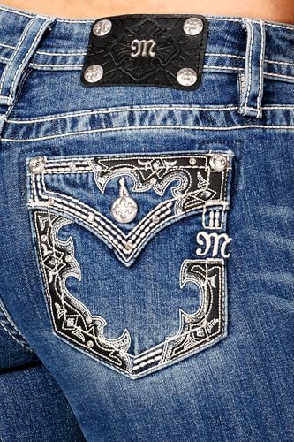 Miss Me Women's Western Boho Faux Flap Pockets Mid-Rise Bootcut Jeans4