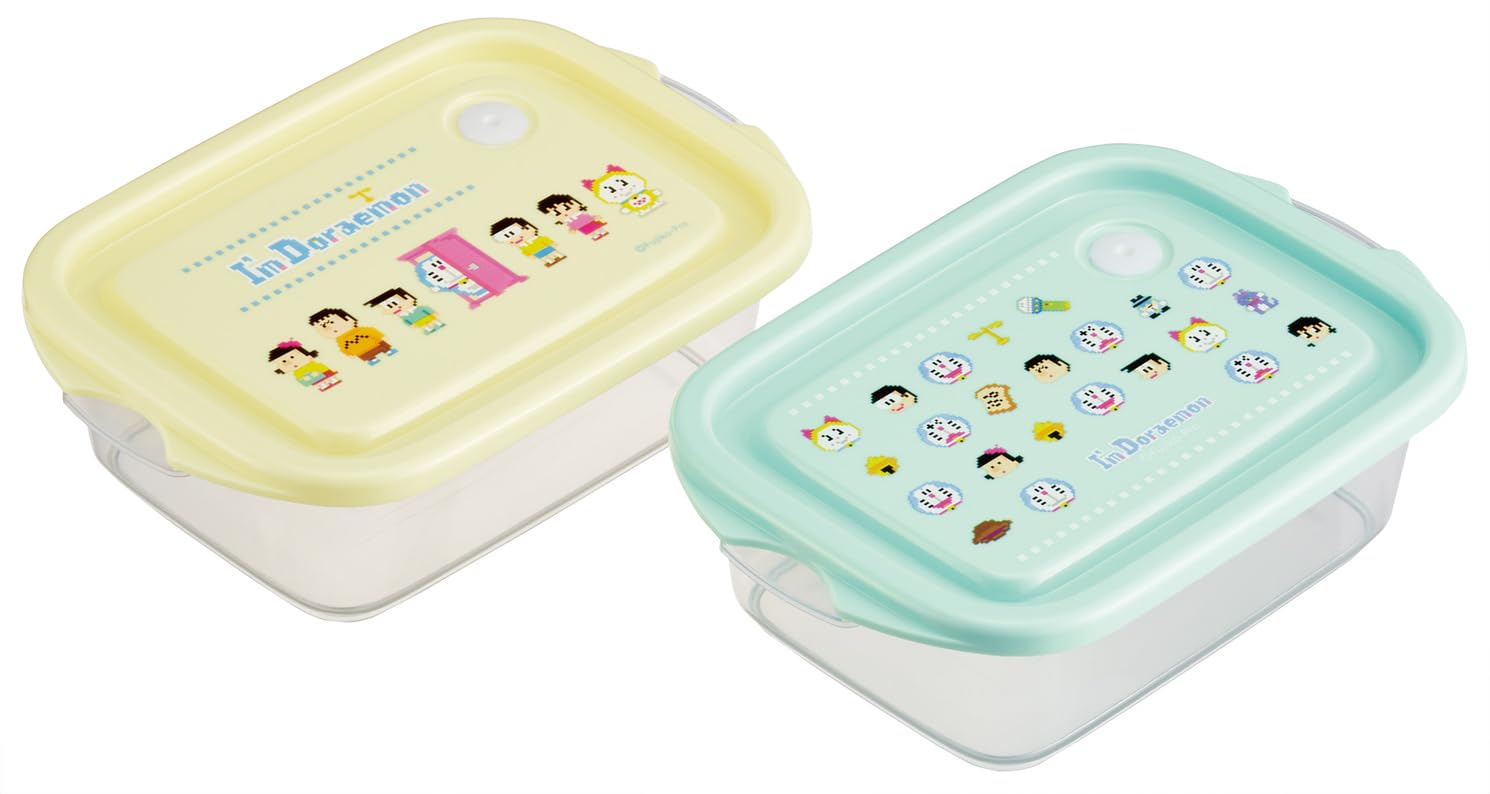 Skater FCN2W-A Sealing Container, 16.9 fl oz (500 ml), Made in Japan, Set of 2, Sanrio I'm Doraemon Doraemon Dots : Home & Kitchen