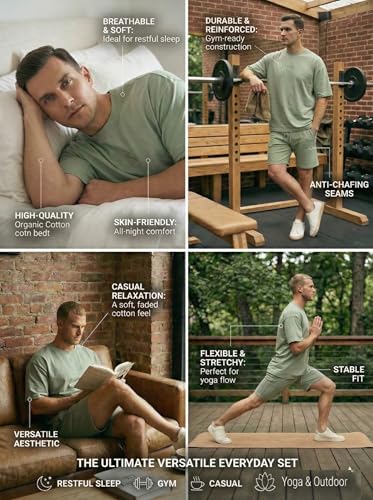 Image of Kvetoo Men Cotton T Shirt and Shorts Set Co Ord Set for Men Summer Casual Lounge Wear Gym Workout T Shirt Shorts Combo Half Sleeve Comfortable Cotton Outfit