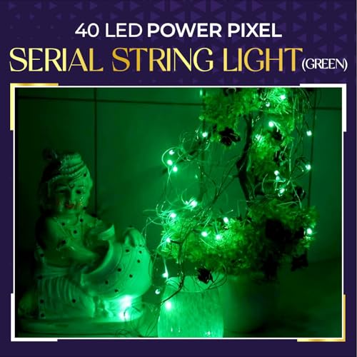 Image of Lexton 40 LED Power Pixel Serial String /Fairy Light | Plug Sourced | Suitable for Home & Outdoor Decoration, Diwali, Christmas, Ramadan, Wedding, Party, Festival (Pack of 20, Green)
