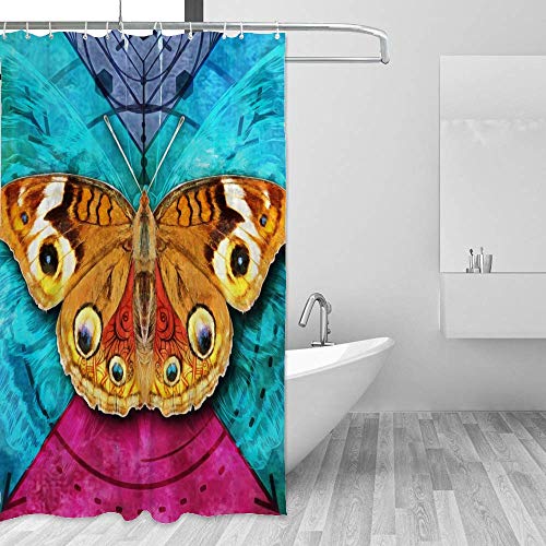 Rideau de douche textile papillon 183x183 avec crochets C - 5