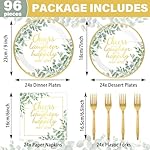 96Pcs Eucalyptus Leaves Bridal Shower Party Supplies Cheer to Love Birthday Plates and Napkins Sage Green Tableware Disposable Dessert Dinnerware for Wedding Engagement Anniversary Decor for 24 Guest - Image 2