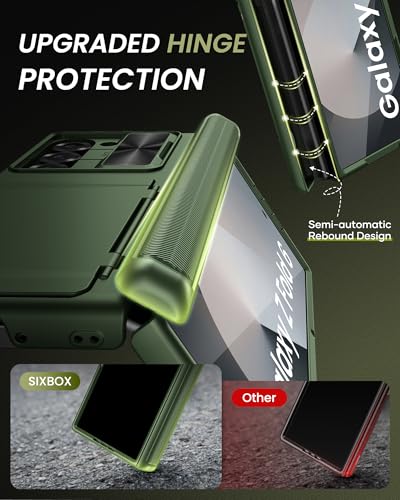 Image of for Samsung Galaxy Z Fold 6 Case with Card Holder & Slide Camera Lens Cover & Hinge Protection & Screen Protector, Heavy Duty Full Body Protective Phone Cover Case for Galaxy Z Fold 6, Green