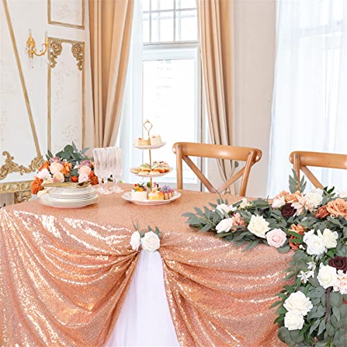 B-Cool Rose Gold Tablecloth Wedding Table Cloths For Reception Sequin Tablecloth Sparkly Tablecloths Dessert Table Cloth Sequin Table Overlay Square 50X50Inch #TOP1