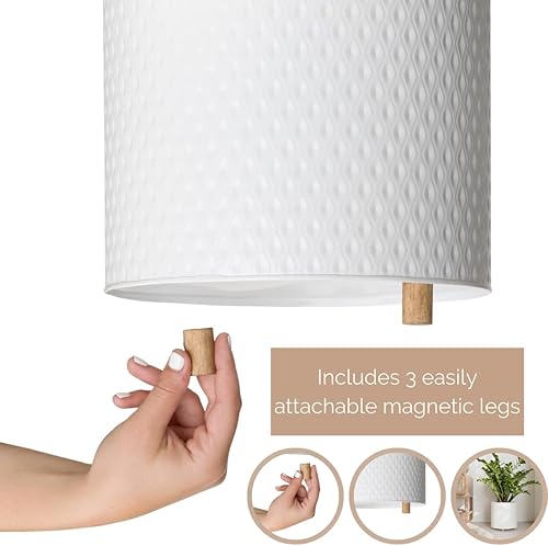 Miniatura 3 de EverNest Claire Modern Maceta de interior con soporte de madera, patrón blanco, 8 pulgadas, SelectBase, estilo moderno neutro de mediados de siglo,