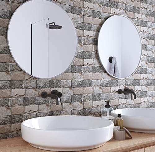 Crystiles 12"X12" Vinyl Peel And Stick Backsplash Tile, Matte Finish 3D Effect Granite, "Pro" Series Thicker Version, 4-Sheet Pack #TOP2