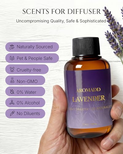Aromadd Lavender Diffuser Oil Inspired by Luxury Hotel Scent, Essential Oils for Waterless Diffuser, Pure Soothing Lavender Aroma, Long-Lasting & Natural Home Fragrance - 3.38 fl oz (100 mL)