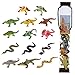JOKFEICE Lot de 14 figurines d'animaux réalistes en plastique pour reptiles - Projet scientifique - Jouet éducatif - Cadeau d'anniversaire - Décoration de gâteau pour enfants et tout-petits